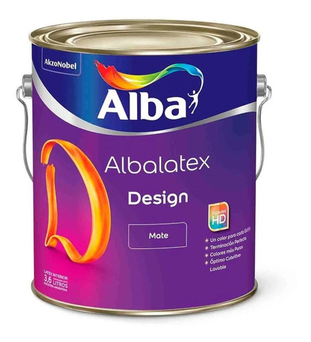 Albalatex Design Pintura Latex Interior Color: Naranja Dulce X 4 Lts -