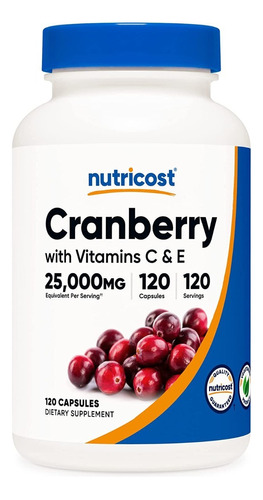 Cranberry 25000 Mg Con Vitamina C E Americana Nutricost Sabor Natural