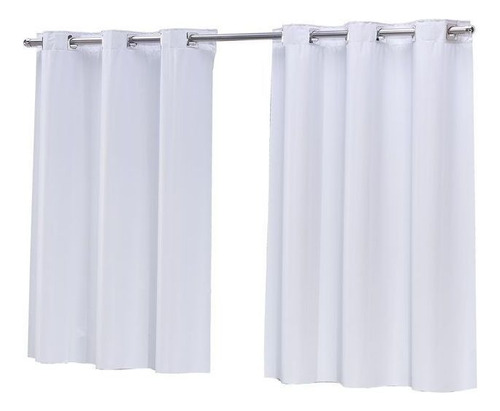 Cortina Para Quarto De Casal Com Ilhós Pvc Corta Luz Do Sol Cor Branco