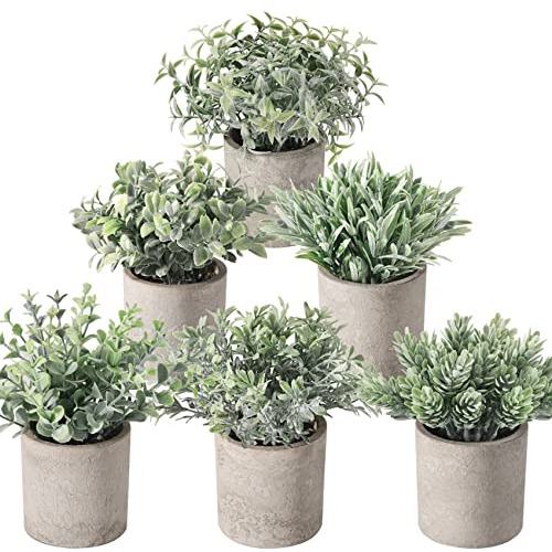 Conjunto De 6 Mini Plantas Artificiales Macetas, Planta...