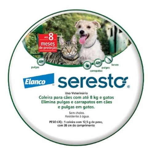 Coleira Antipulgas E Carrapatos Seresto Para Cães E Gatos 8k