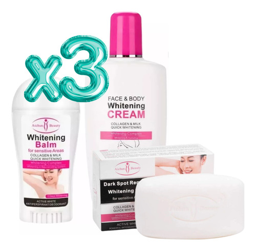 Set Crema Blanqueadora- Desodorante- Jabon Aclarante Aichun