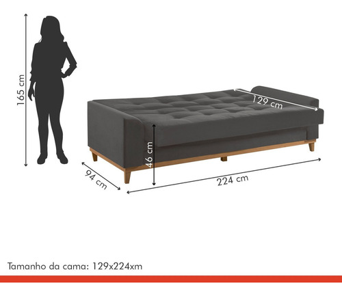 Sofá Cama Living Reclinável 223cm M157 Martins Wt