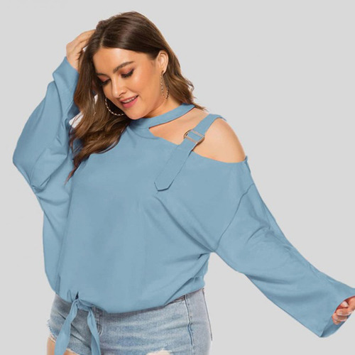 Blusas Femininas P Clássicas Plus Size, Cor Sólida, Mangas C