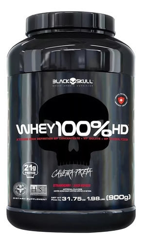 Whey 100% HD Pote 900g - Black Skull Morango Strawberry