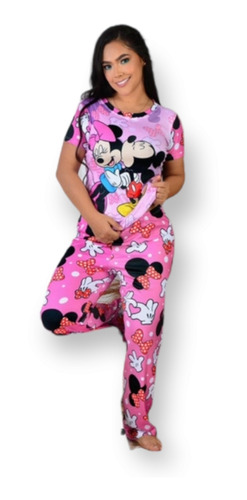 Pijama Dama Larga Minnie Y Mikey