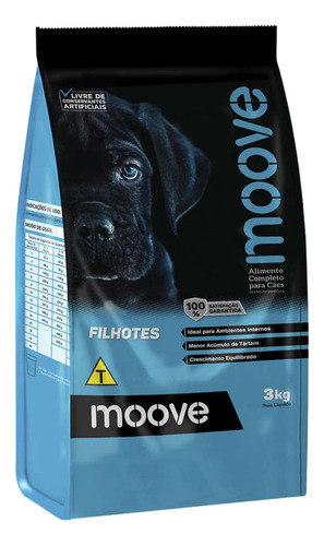 Alimento Moove Premium Ração Cães Filhotes Sabor Frango 3kg