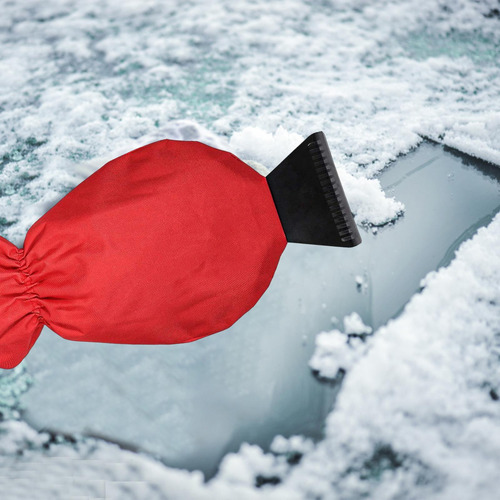 Prevenga Los Rasguños Auto Snow Ice Scraper Mitt Rojo