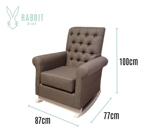 Imagen 2 de 10 de Sillon Mecedor Ibis Con Capitone Lino Ideal Para Amamantar