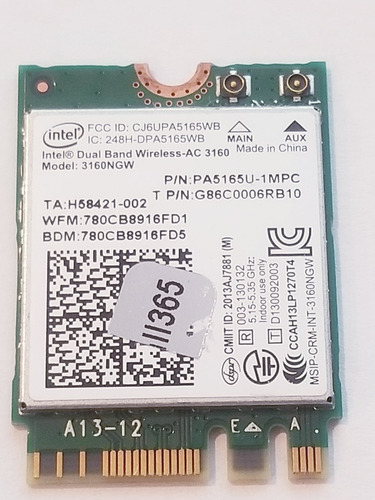 Intel Dual Band Wireless-ac 3160ngw Toshiba E45 L55 S55