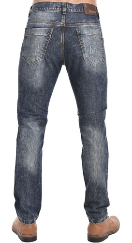 Imagen 3 de 5 de Jean Hombre Pantalon Recto Gris Localizado Rotura Desgastado