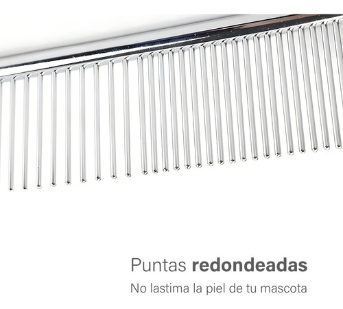Peine Metalico For Mascotas Quita Nudos Color Plateado