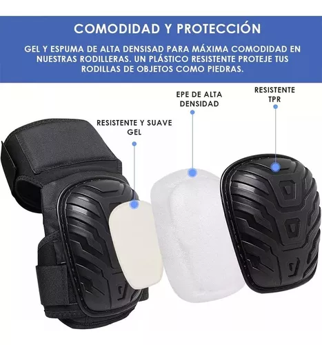 Rodilleras para el trabajo, construcción, pisos, jardinería, limpieza,  rodilleras de soporte resistente con gel, cojín de espuma gruesa y correas