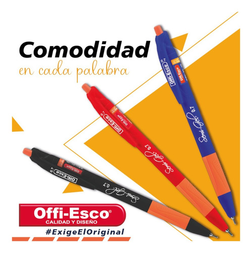 Bolígrafo Semigel Esfero Retráctil Rojo Oe-055f X12 Offiesco