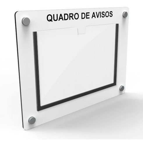 Quadro De Aviso E Gestão Mdf Com 1 Display A4 Em Acrílico