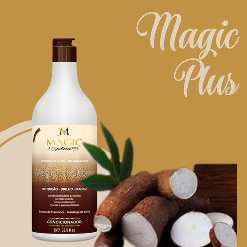 Magic Plus Mandioca Shampoo E Condicionador 1l E Mascara 1k
