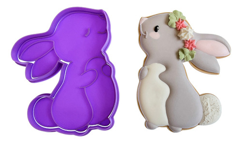 Cortador Galletas Conejito Perfil Conejo Plantilla Pascua Color Morado