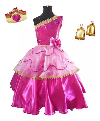 Fantasia Barbie Escola Princesa Vestido Cosplay Filme Pink