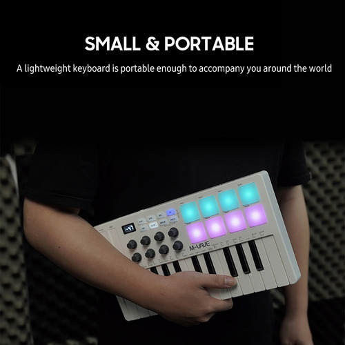 Teclado Usb M-vave Con Control Midi Mini Portátil De 25 Tecl