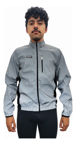 Chaqueta 100% Reflectiva Rompevientos Impermeable Ciclista