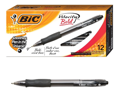 Cantidad 12  Bic Velocity Bold Retractable, Point (1.6mm)