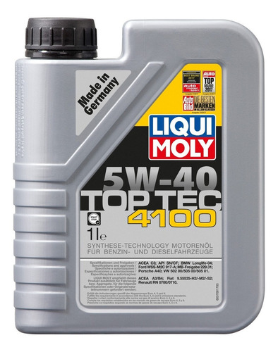 Aceite para motor Liqui Moly sintético 5W-40 para autos, pickups & suv