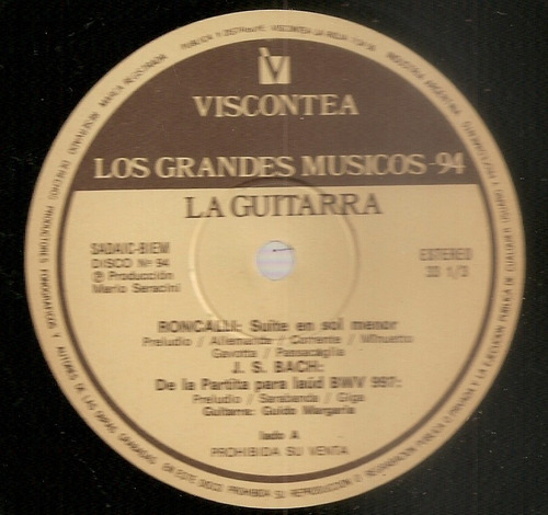 Grandes Musicos Viscontea Nº 94 La Guitarra Sin Tapa