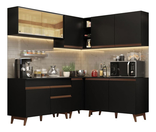 Madesa Cocina Integral Esquinero 382cm Reims Negro 01