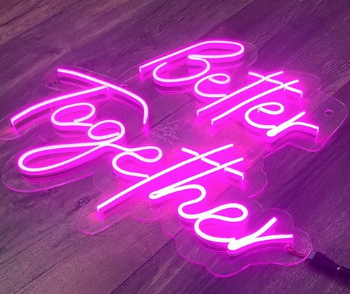 Letrero Luz Neon Better Mr & Mrs Pared 50cm! Base Acrilico