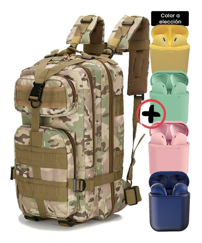 Mochila Táctica Militar 35lts Negra Gran Aventura + Auri Ina