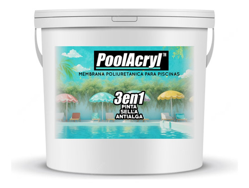 Poolacryl Membrana Pintura Piletas Piscinas Premium 10 L
