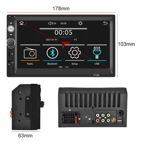 2 Din 7'' Radio Estéreo De Coche Fm Mirrorlink Carplay