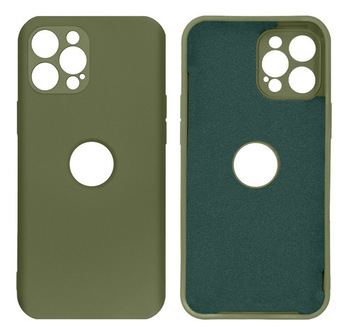 Capa Proteção Câmera Furo Compatível Com iPhone 12 Pro Max Cor Verde Militar