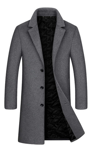 Gabardina Mezcla Lana Invierno Para Hombre Un Solo Cuello