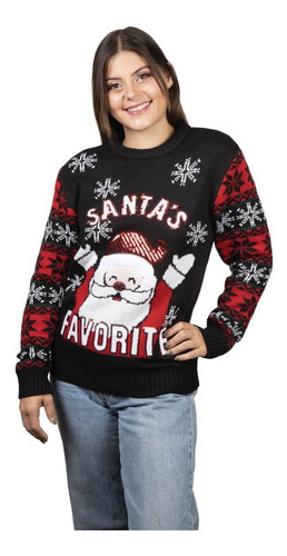 Suéter Navideño Uggly Sweater Para Mujer Santa Clause Feliz 