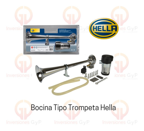 Bocina (corneta,claxon) Tipo Trompeta 312w 12v Cromada Hella