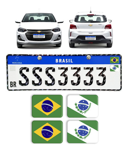 Adesivos Bandeiras Brasil E Paraná Placa Nova Carro Resinado