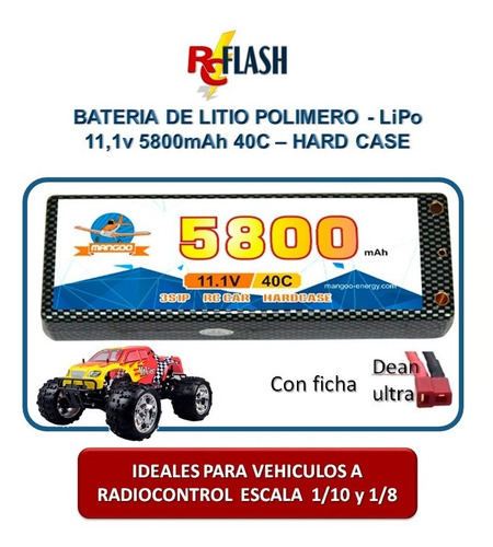 Imagen 2 de 8 de Batería Lipo Litio 11.1v 5800mah 40c Drones Aviones Auto Rc