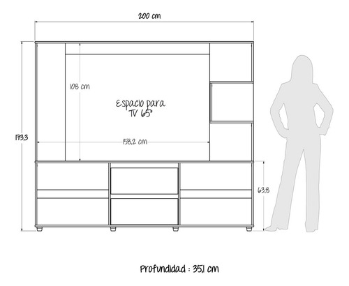 Rack Maderkit M01329CE-CZBL-0 ceniza de aglomerado