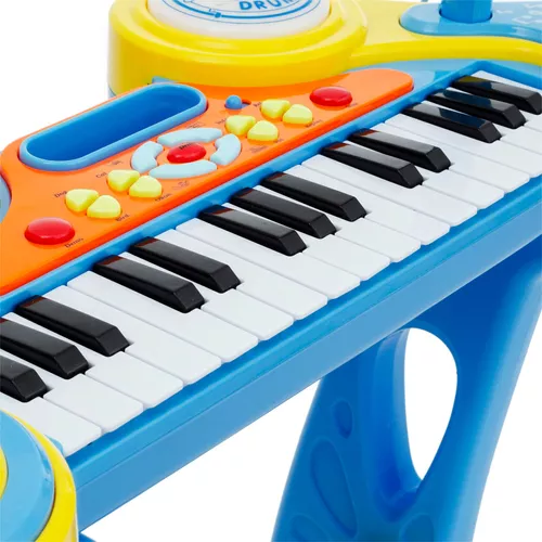 Piano Teclado Infantil com 31 Teclas, Banco, Microfone e Modo