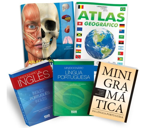 Atlas Geográfico +  Atlas Corpo Humano + Dicionários