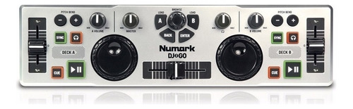 Controlador DJ Numark DJ2GO plateado de 2 canales