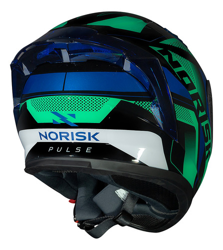 Capacete Masculino Norisk Flow Pulse Verde E Azul Lançamento