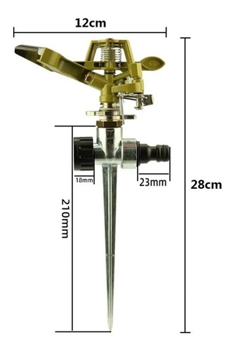 Regador Aspersor De Impulso Metálico Con Estaca Riego