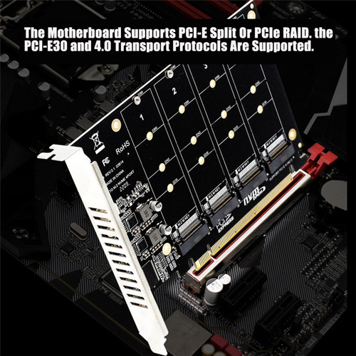 4 Port M.2 Nvme Ssd To Pcie X16m Key Hard Drive Converter Re