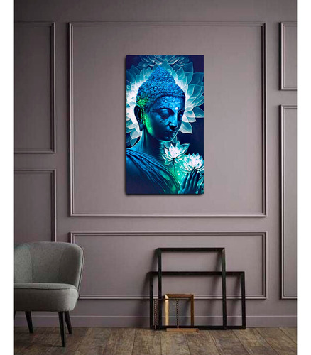 Cuadro Moderno Decorativo Buda Azul 90x50cms, Sala Y Oficina