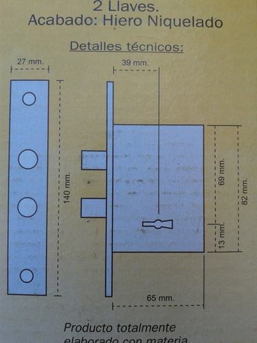 Cerrojo Cerradura Prive 2003 = Trabex 5101 Kallay 4010 Etc..