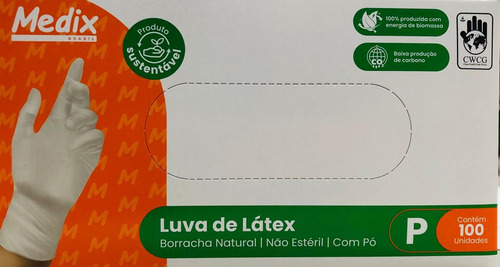 Luva De Procedimento Látex 100 Unid. Com Pó. Natural G