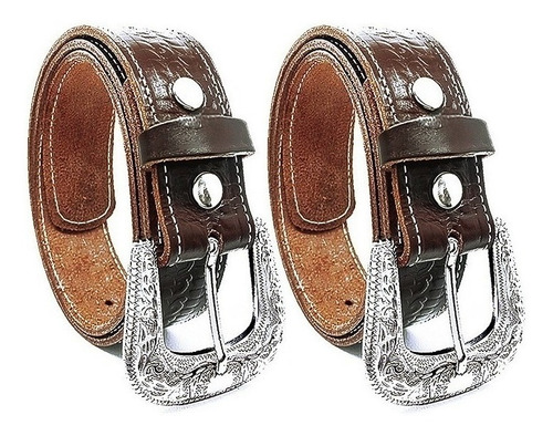 2 Cintos Country Com Fivela Masculino Couro Legitimo Cowboy