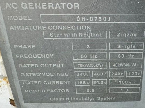 Generador Multiquip Dca70ssju4i Cap. 70kva, 56kw